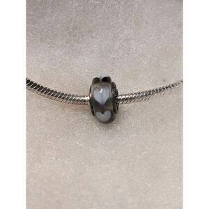 New Pandora Transparent w/White Hearts Murano Bead - BEAUTIFUL!!!